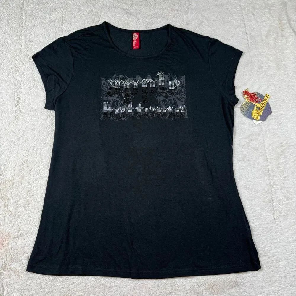 NWT Apple Bottoms Rhinestone Logo Tee – Y2K McBling Street Glam Top Shirt